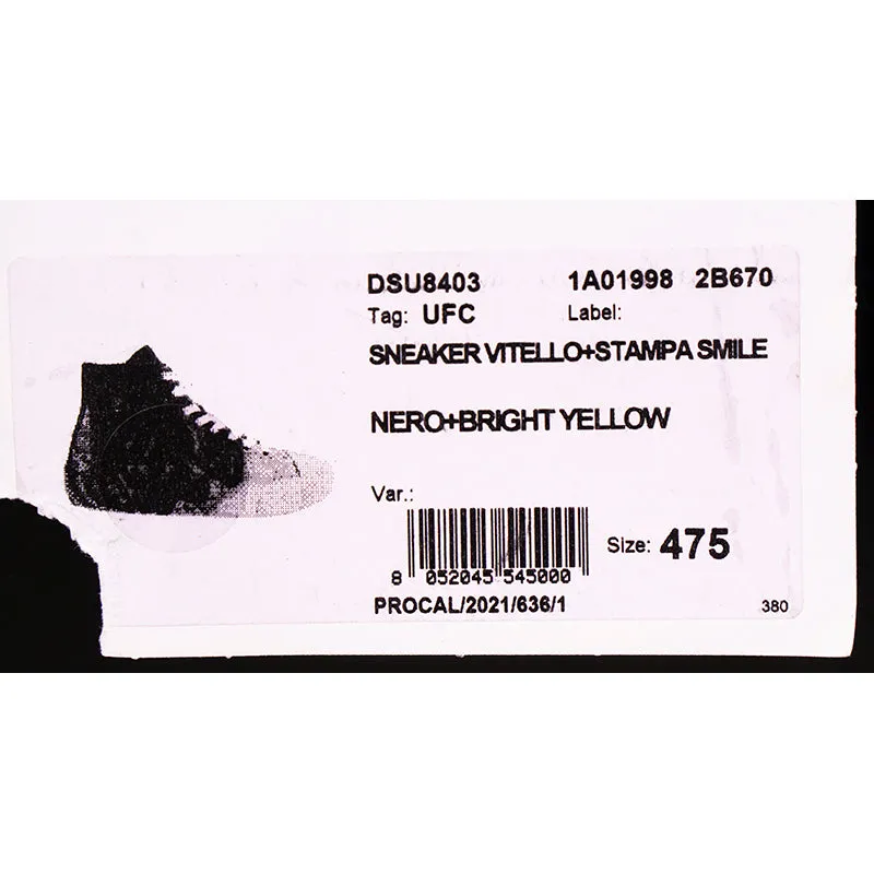 47.5 US 14.5 NEW $850 VERSACE Men Black Leather SMILEY MEDUSA LOGO High-top SNEAKERS