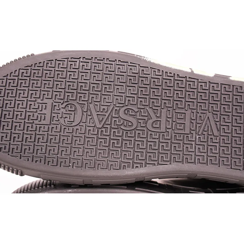 47.5 US 14.5 NEW $850 VERSACE Men Black Leather SMILEY MEDUSA LOGO High-top SNEAKERS