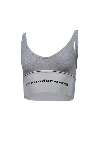 Alexander Wang - Grey Ribbed Knit Tank w/ Logo Band Sz S
