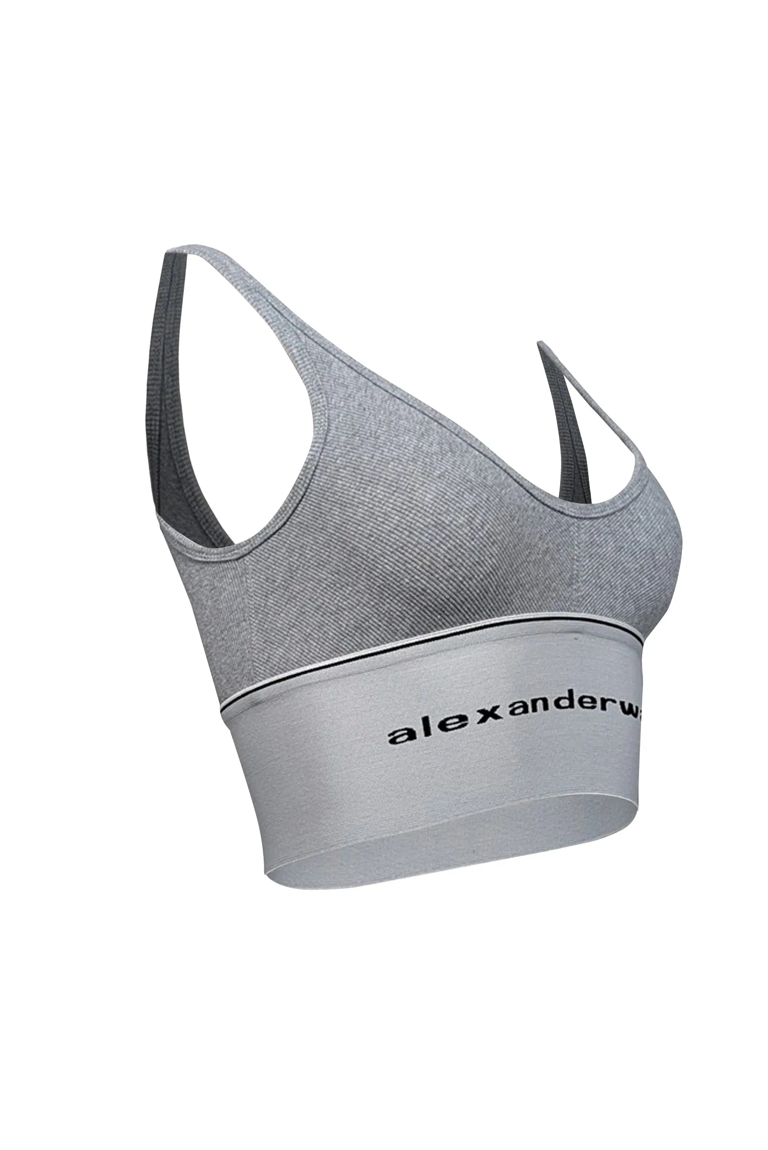 Alexander Wang - Grey Ribbed Knit Tank w/ Logo Band Sz S