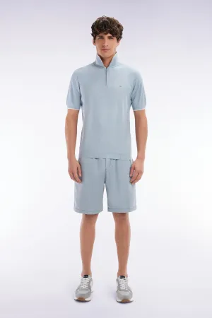 Bermuda à taille élastiquée en lyocell et coton stretch gris moyen Bermuda à taille élastiquée en lyocell et coton stretch gris moyen