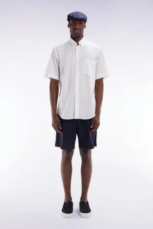 Bermuda à taille élastiquée en lyocell et coton stretch marine