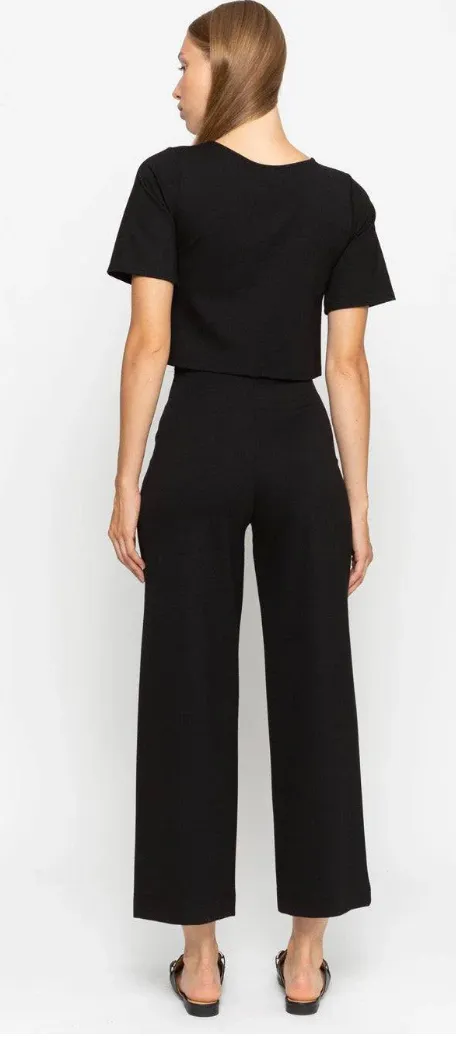 Black Cropped Knit Straight Leg Pant