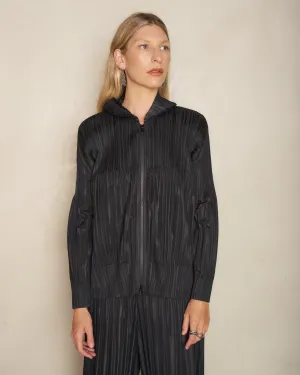 Black Pleats Knit Blouson