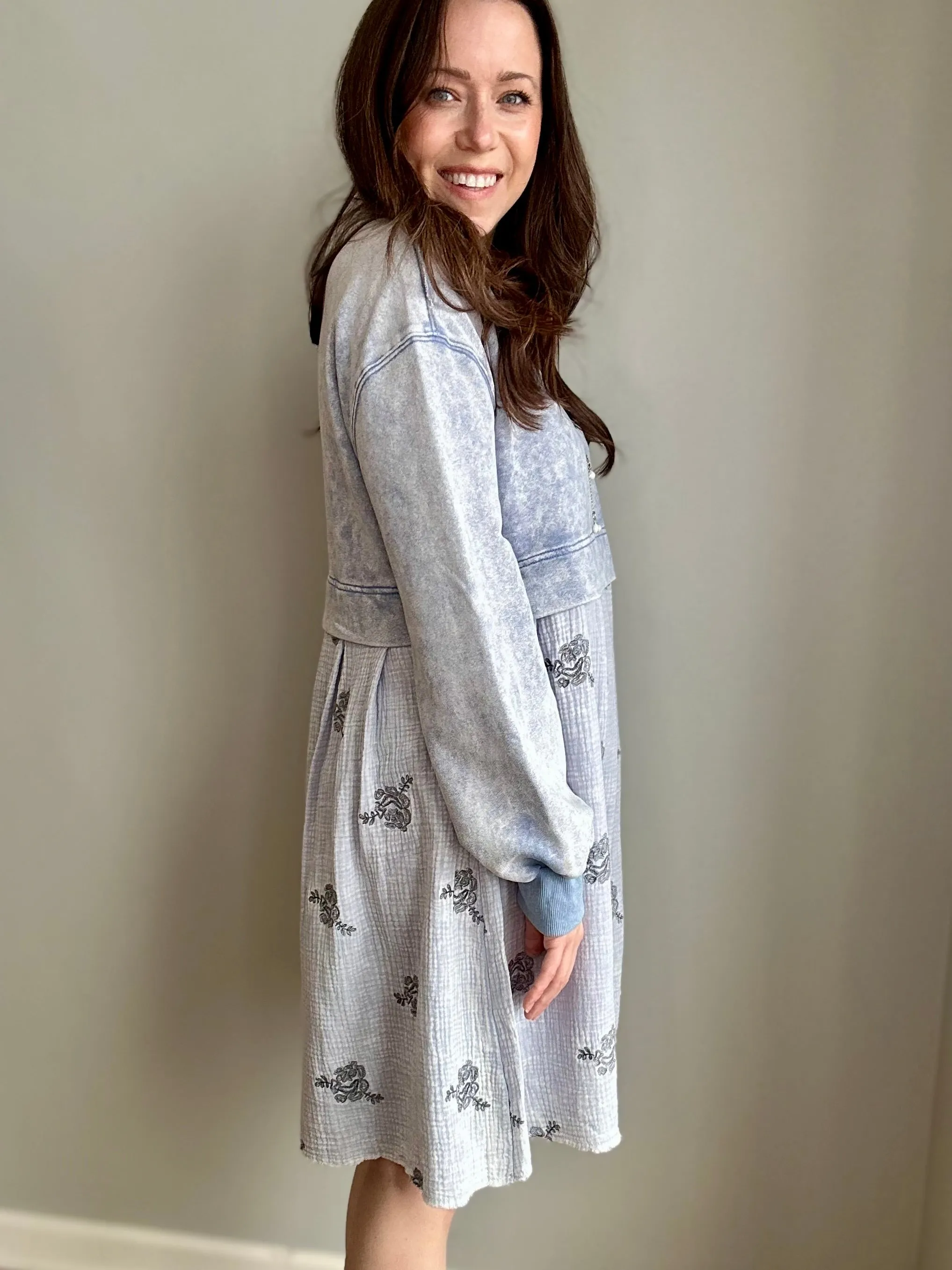 Casual-Chic Layered Sweatshirt Dress