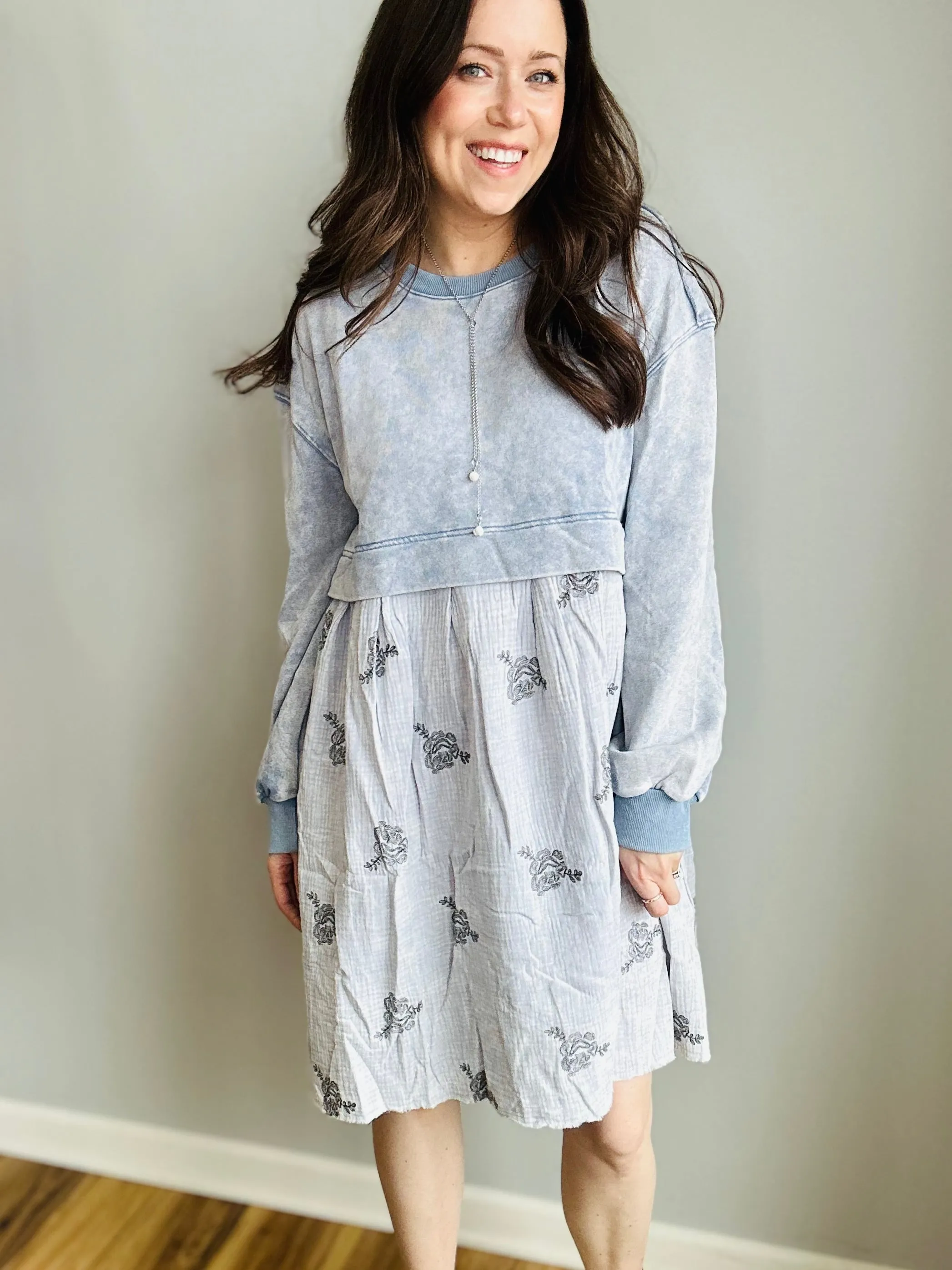 Casual-Chic Layered Sweatshirt Dress