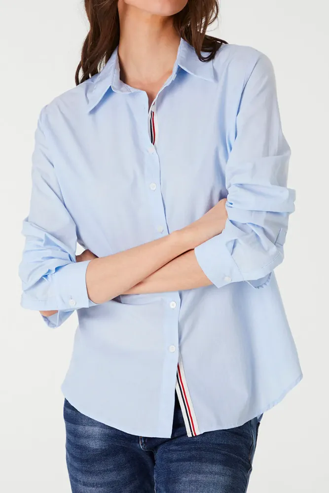 Chambray Tape Detail Shirt By 365 Days