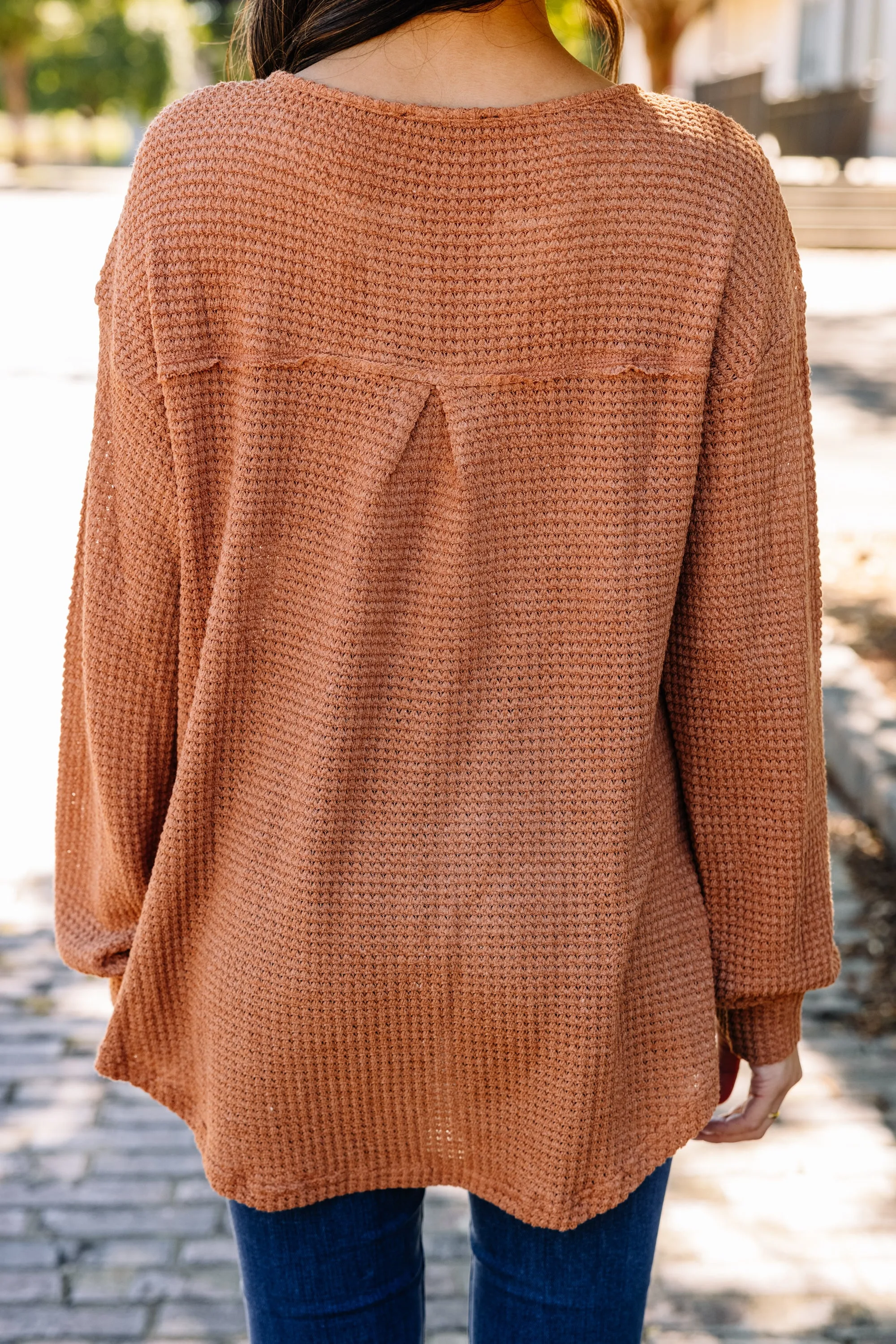 Check On You Rust Orange Waffle Knit Top