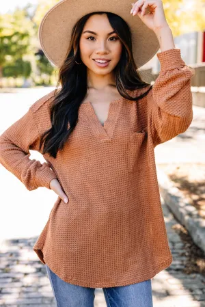 Check On You Rust Orange Waffle Knit Top