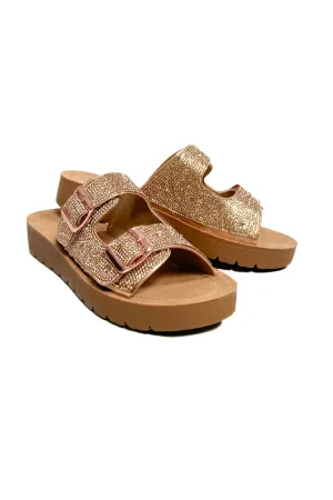 Coastal Glamour Rhinestone Flatform Sandals