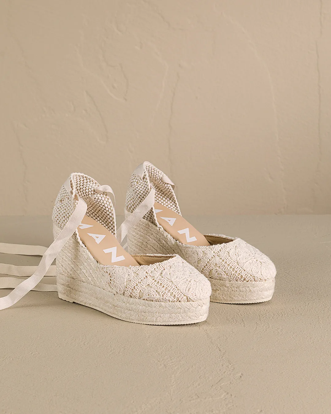 Cotton Crochet Wedge Espadrilles - G03WV - Yucatán Natural