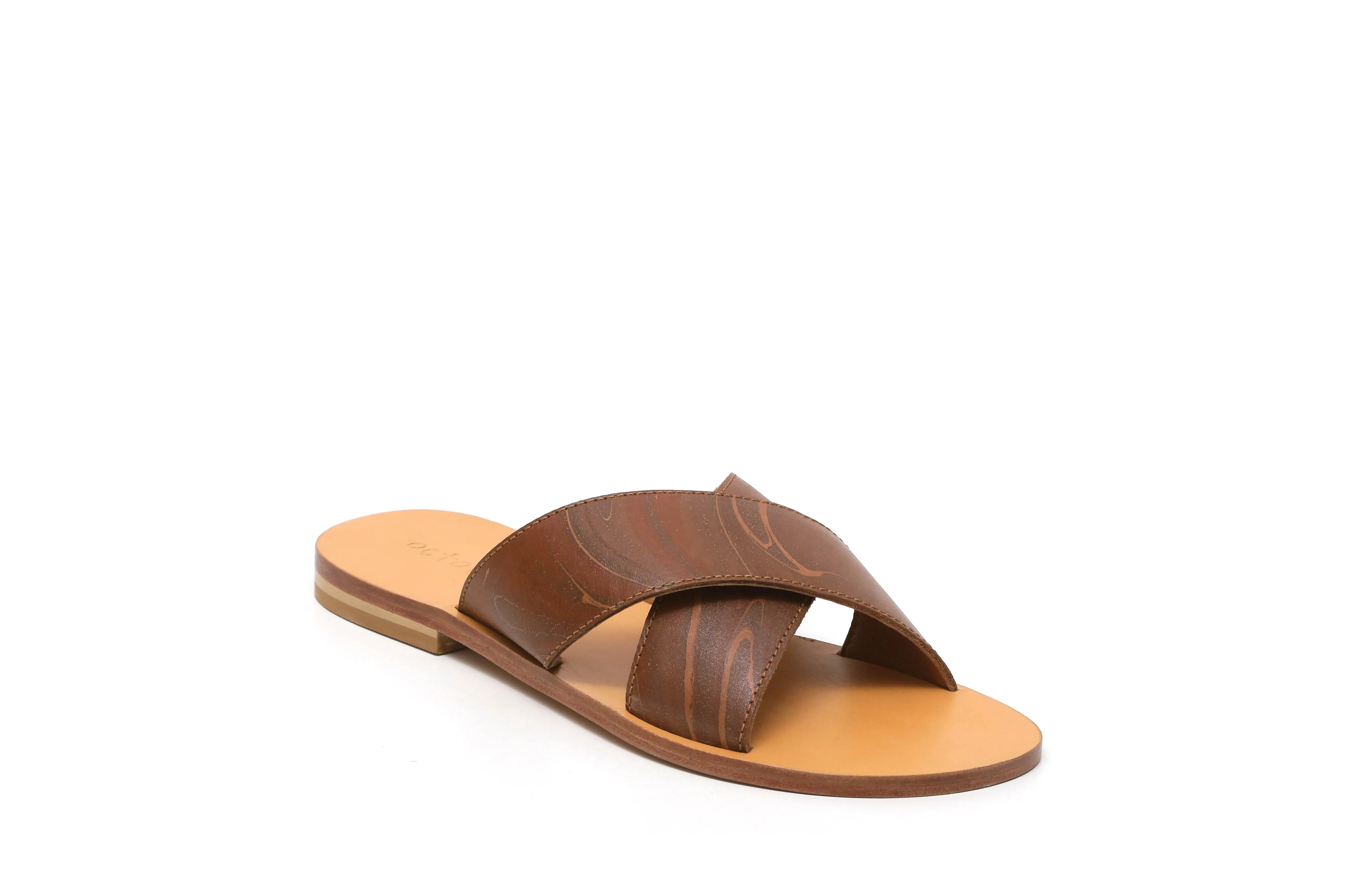 Criss Cross Slipper- Tan Leather
