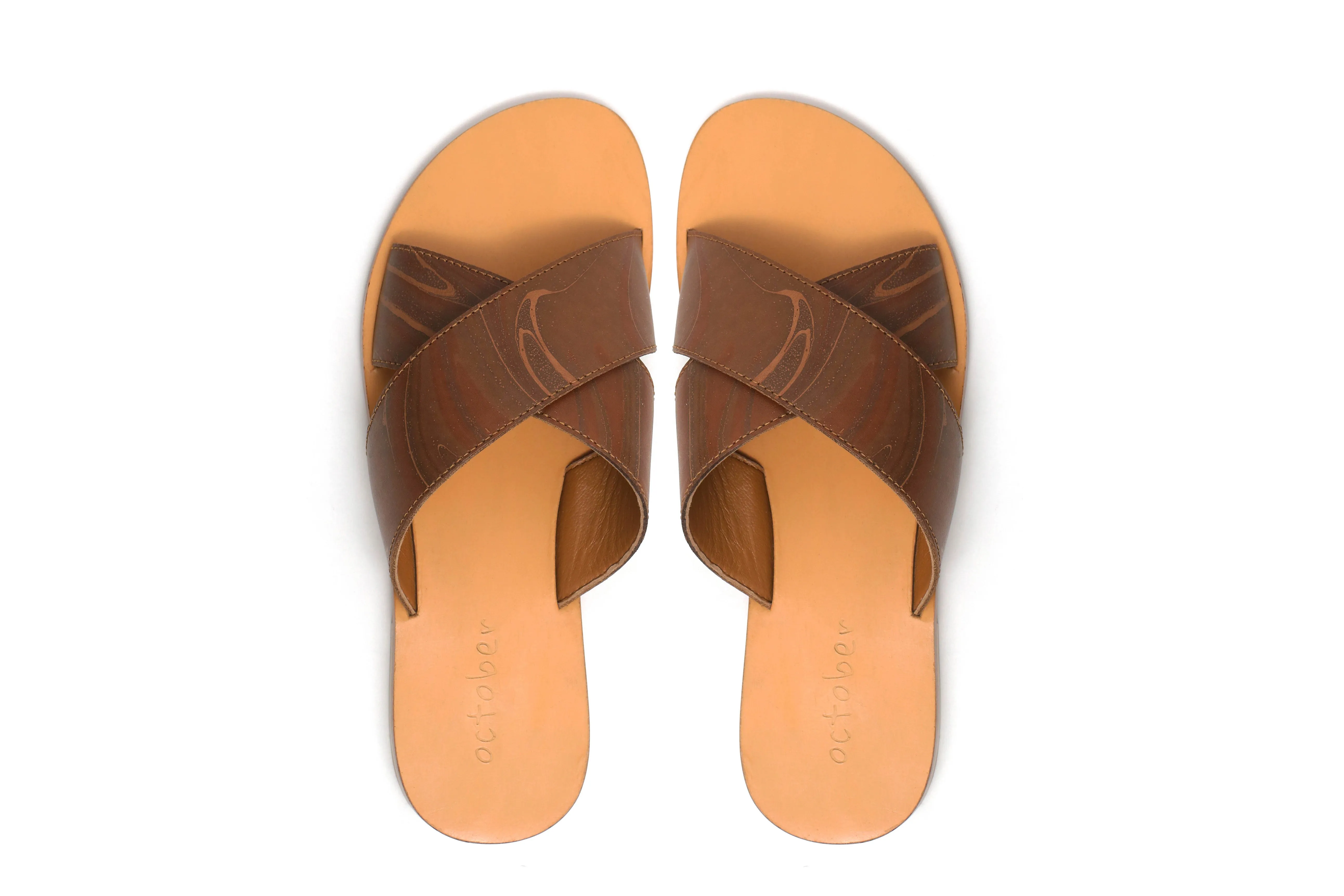 Criss Cross Slipper- Tan Leather