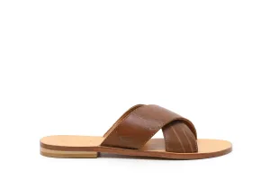 Criss Cross Slipper- Tan Leather
