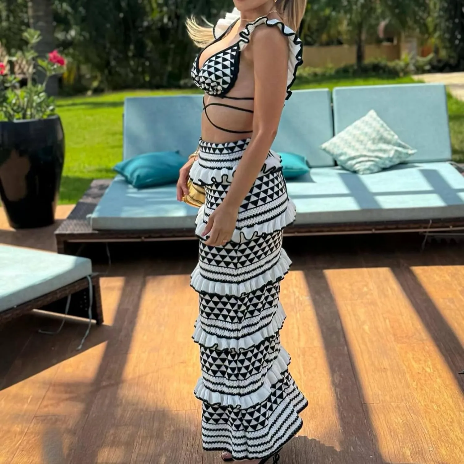 Crochet Dresses for Women - Crochet Knit 2 Piece Skirt Set Bodycon Dress Maxi Dress Swimsuit Cover Up Beach Sets