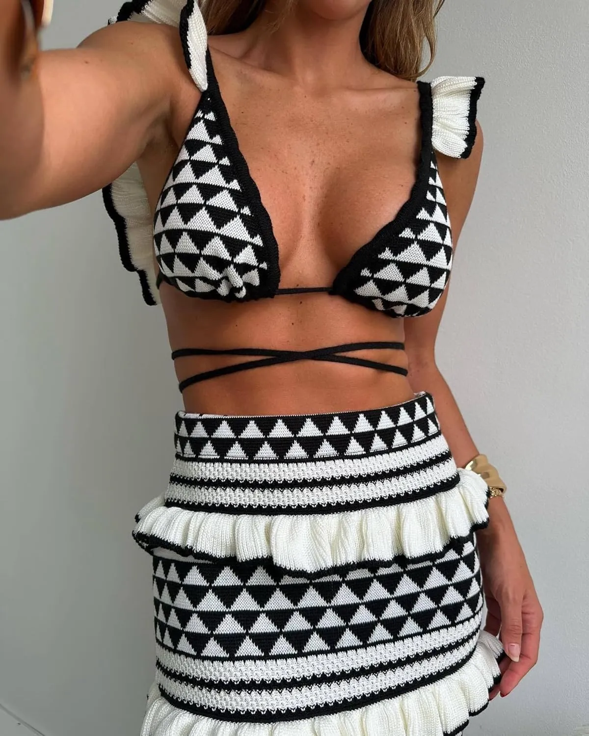 Crochet Dresses for Women - Crochet Knit 2 Piece Skirt Set Bodycon Dress Maxi Dress Swimsuit Cover Up Beach Sets