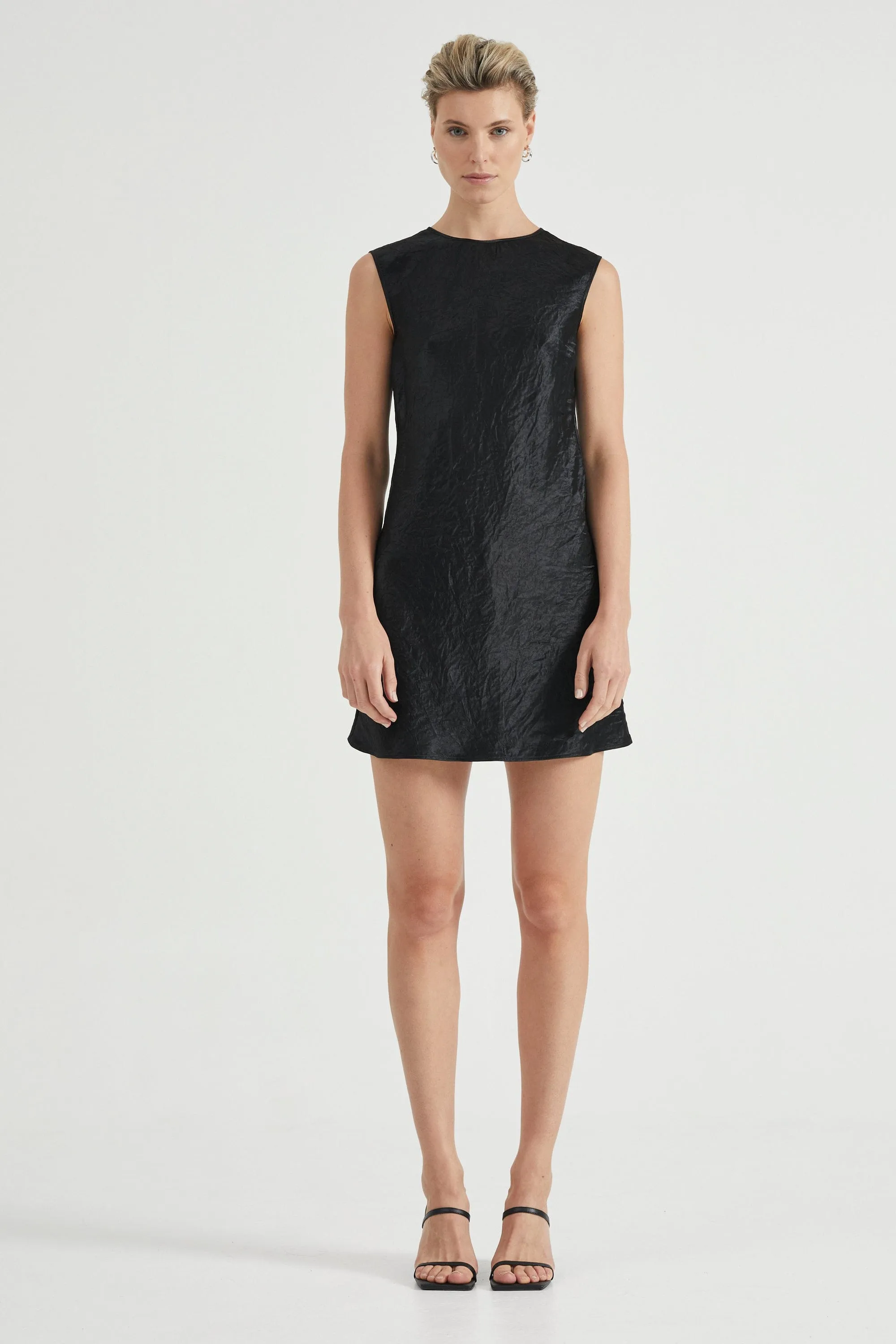 CRUSH BIAS MINI TANK DRESS | BLACK