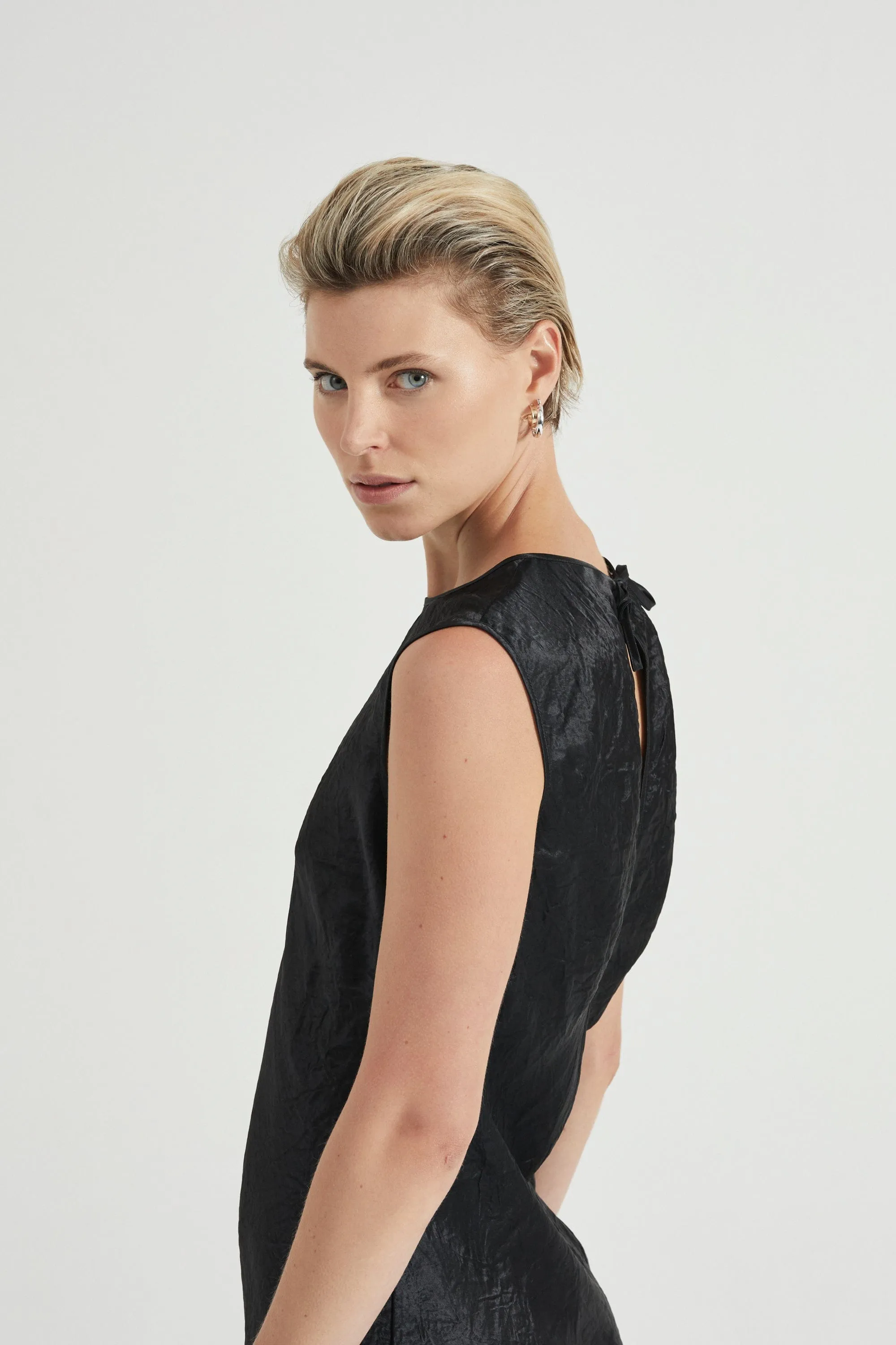 CRUSH BIAS MINI TANK DRESS | BLACK