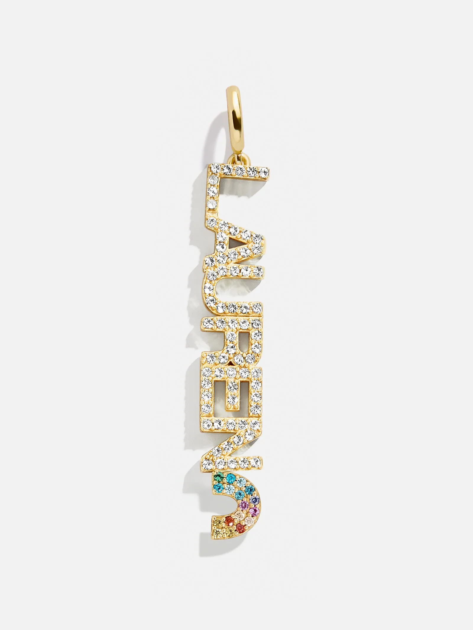 Custom Motif Block Nameplate Charm - Pavé