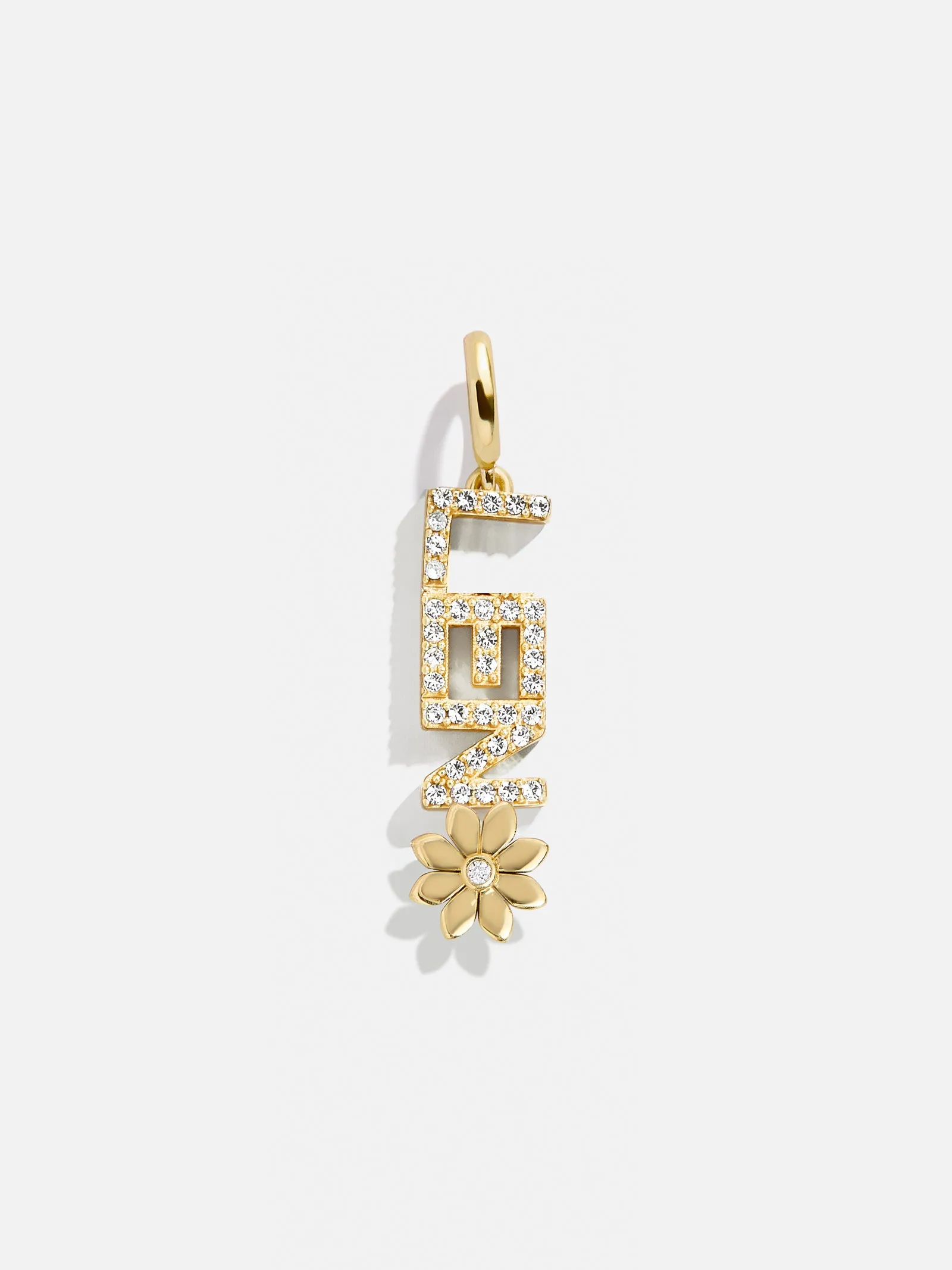 Custom Motif Block Nameplate Charm - Pavé