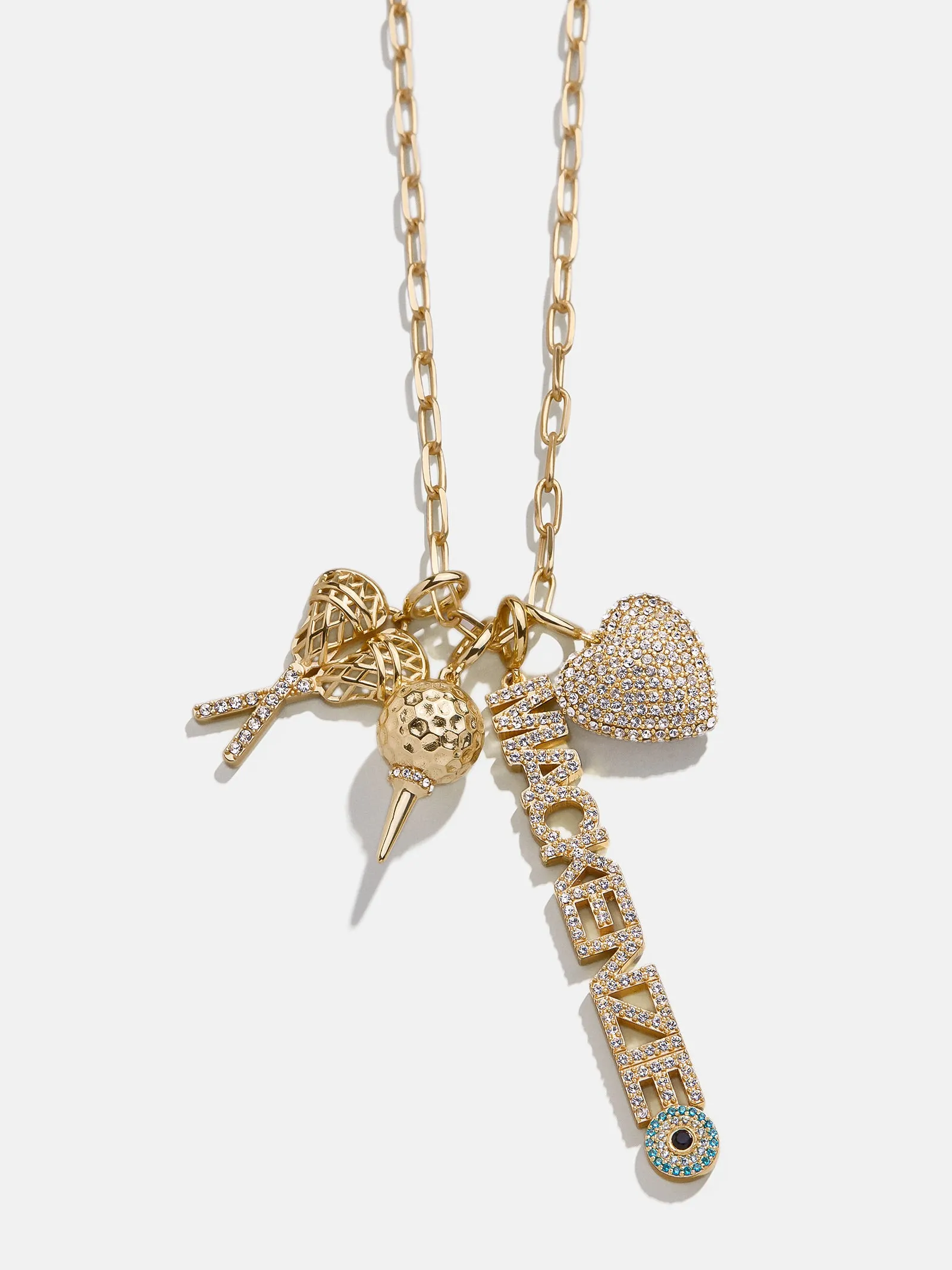 Custom Motif Block Nameplate Charm - Pavé