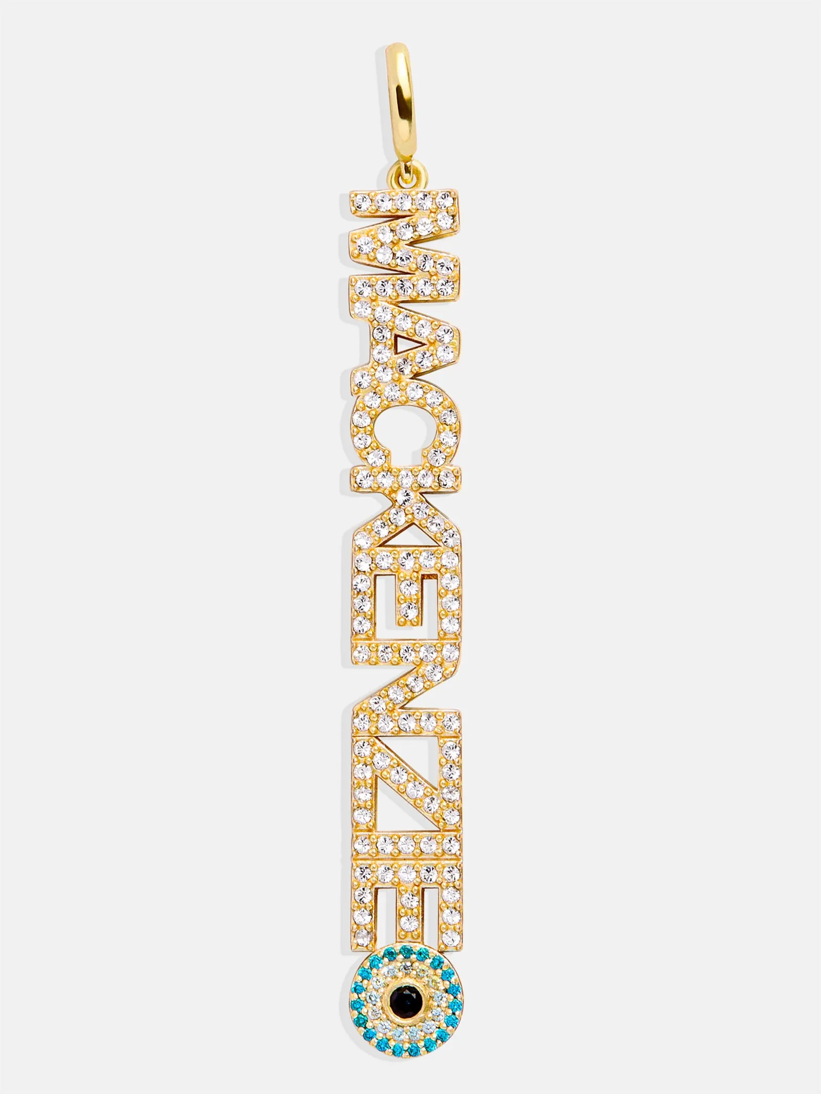 Custom Motif Block Nameplate Charm - Pavé