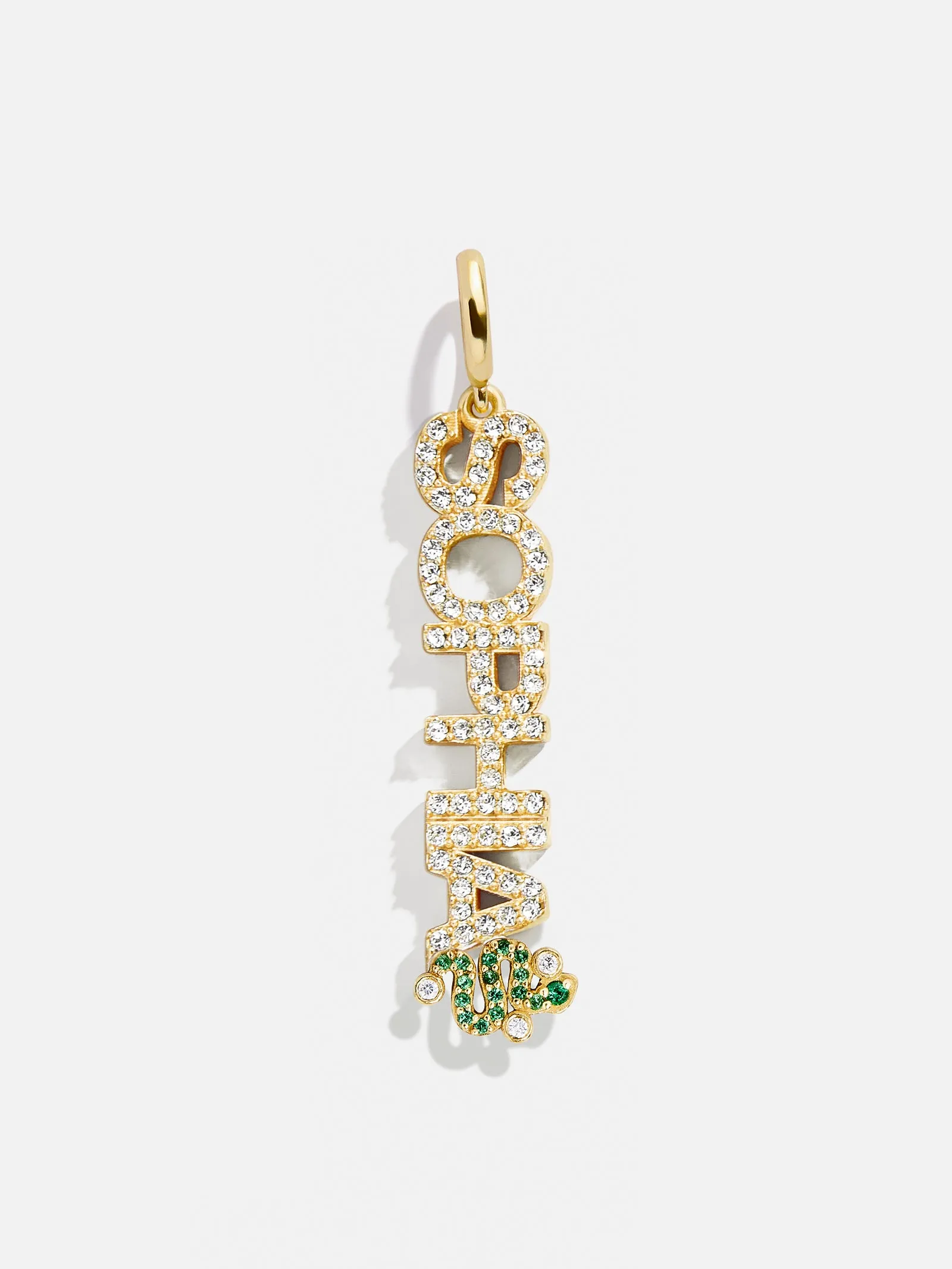 Custom Motif Block Nameplate Charm - Pavé