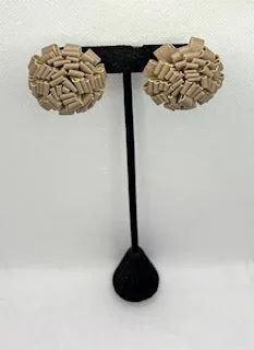 Dahlia Leather Flower Studs - Taupe