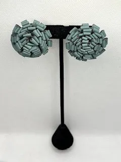 Dahlia Leather Flower Studs - Teal