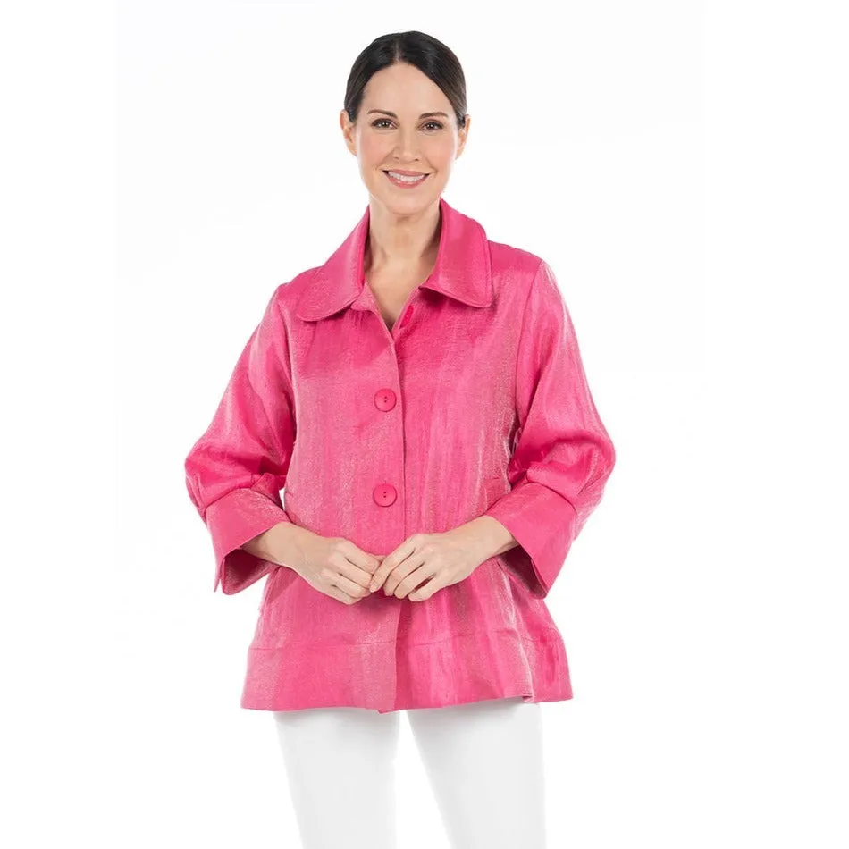 Damee Solid Wide Ball Collar Jacket in Fuchsia - 4741-FS