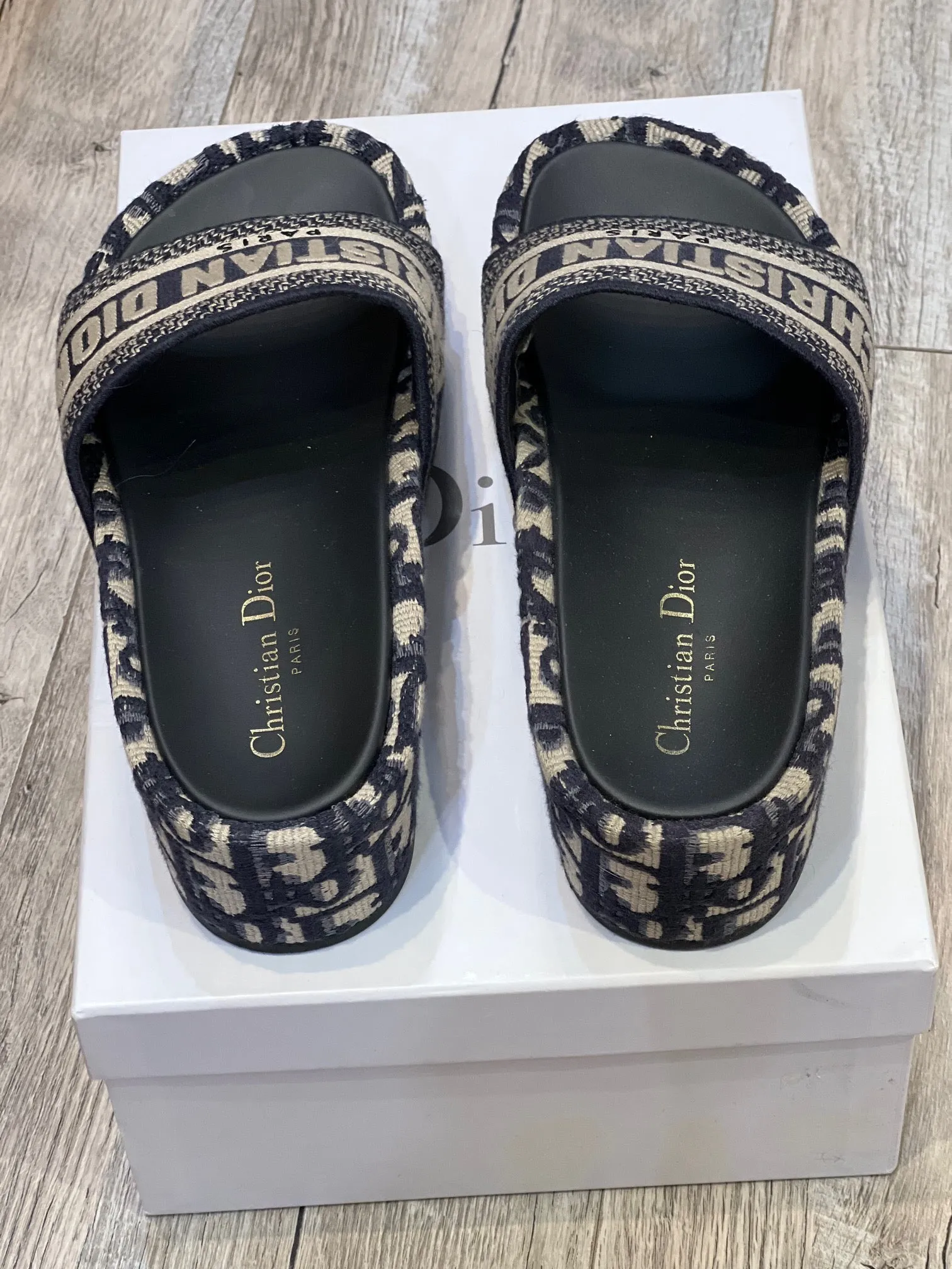 DIOR OBLIQUE D-WAY PLATFORM SANDALS DEEP BLUE