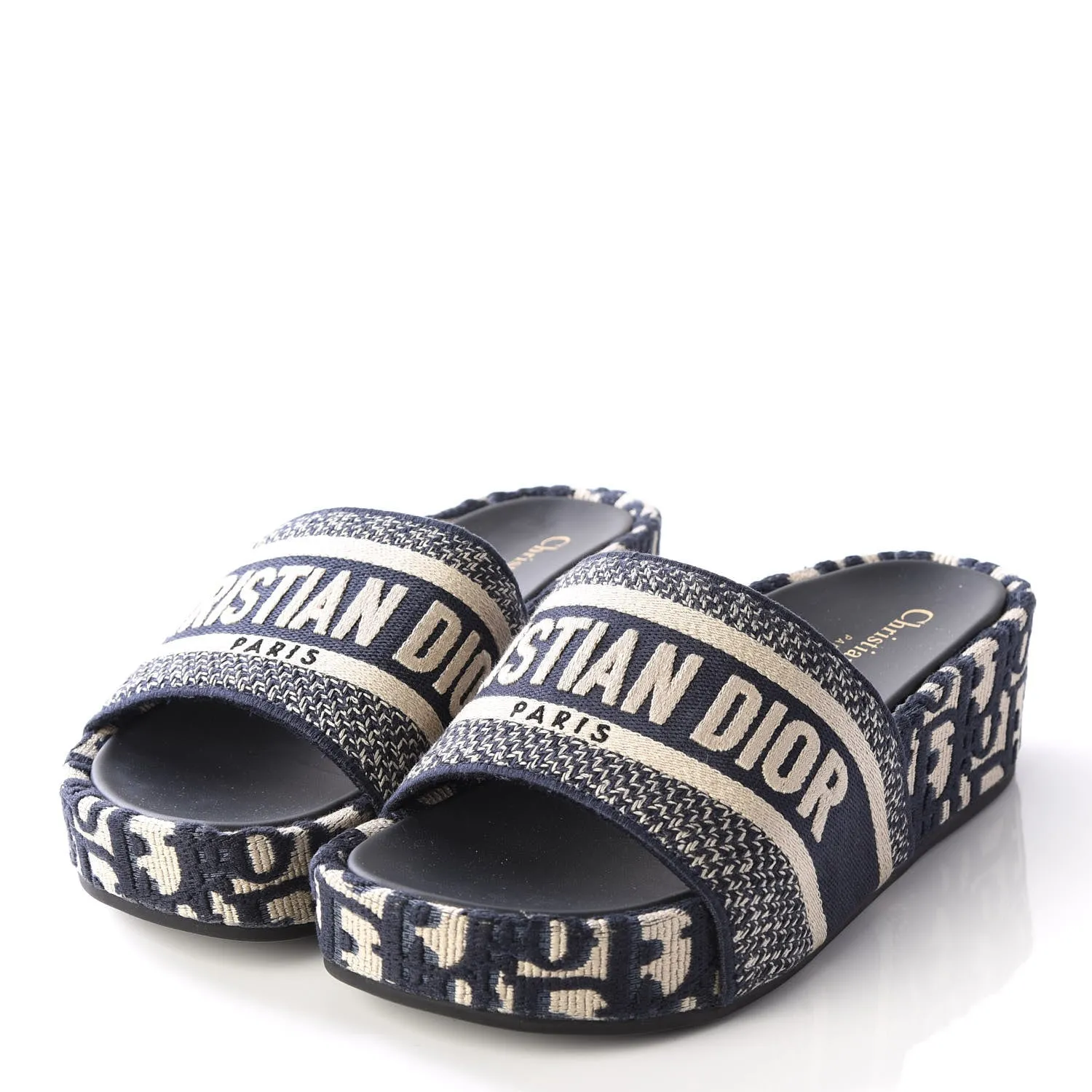 DIOR OBLIQUE D-WAY PLATFORM SANDALS DEEP BLUE