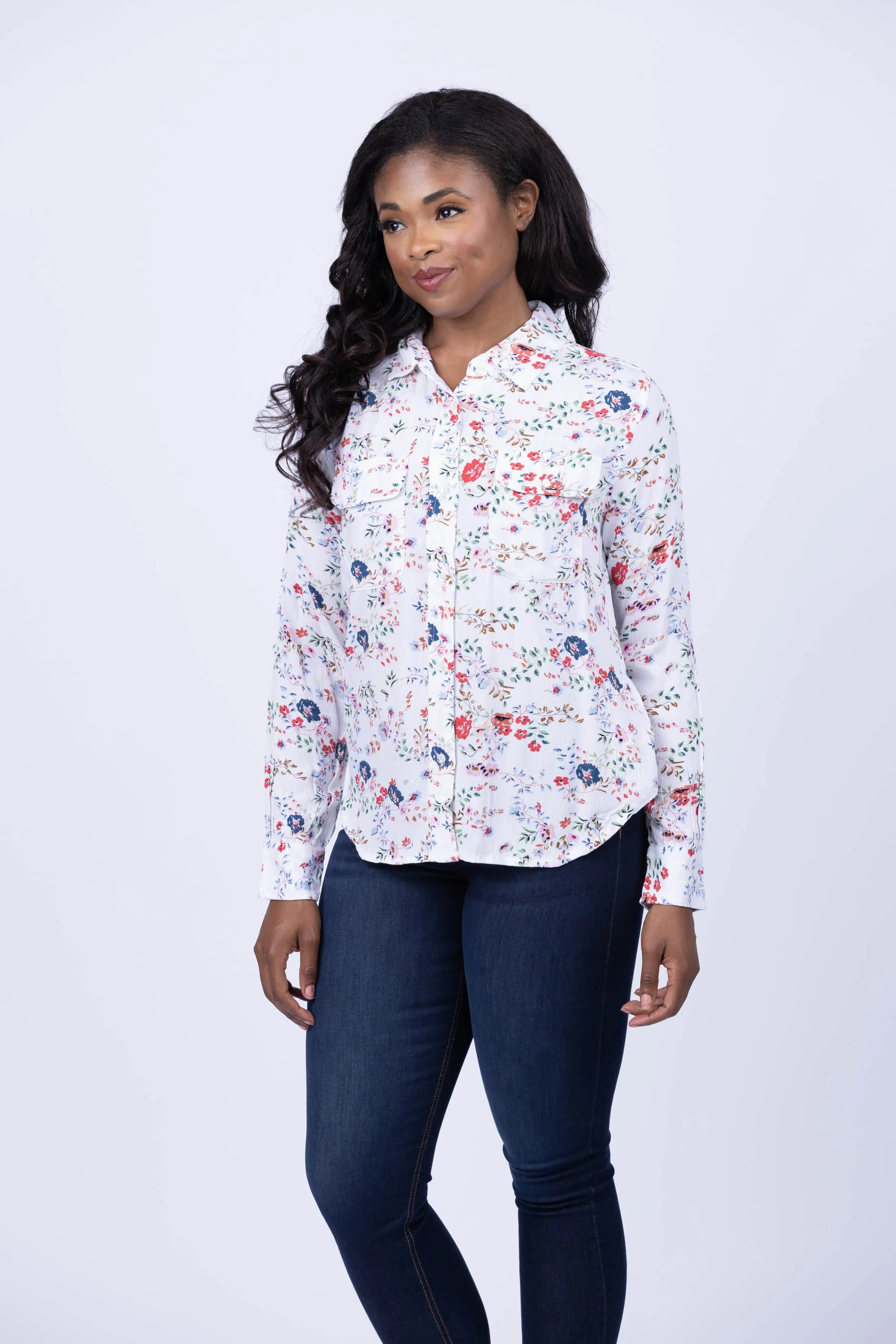 Dylan Tessa Floral Blouse in White/Multi