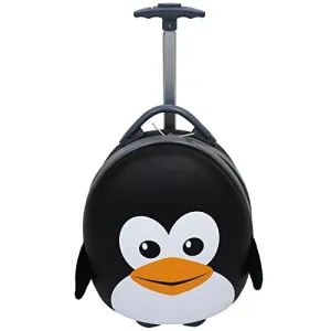 Emmzoe Kids & Toddler 15" Carry On Animal Trolley Hardshell Luggage - Lightweight EVA, Dent Proof, Adjustable Handle for Age 2  (Penguin)