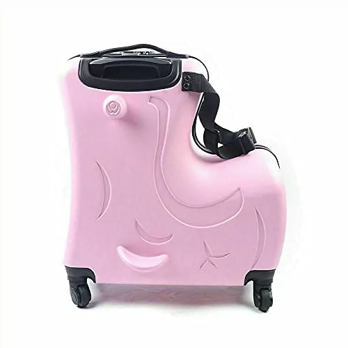Fetcoi 20" Travel Luggage Rolling Suitcase Ride on Cartoon Luggage ABS PU Unisex Case Pink