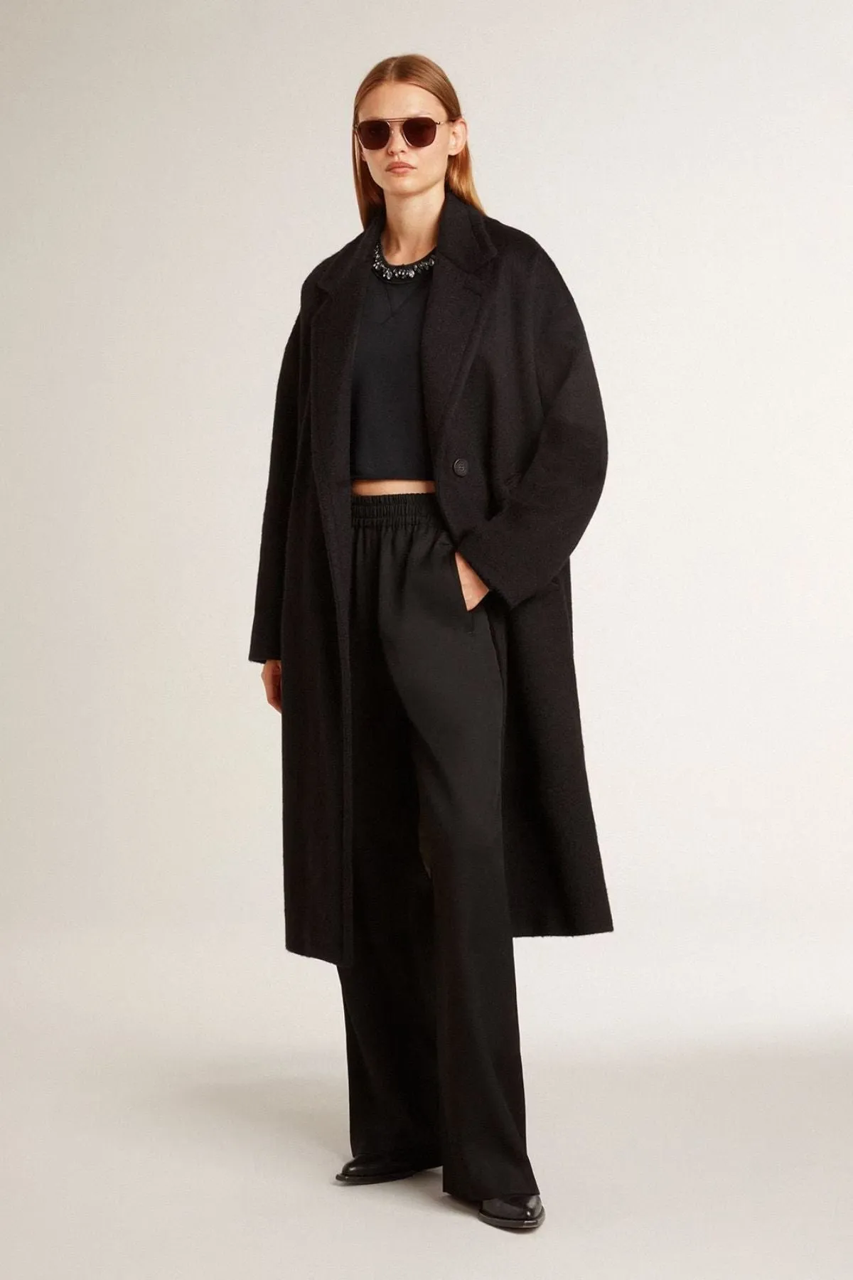 Golden Goose Crystal Detail Cropped Sweatshirt - Washed Black