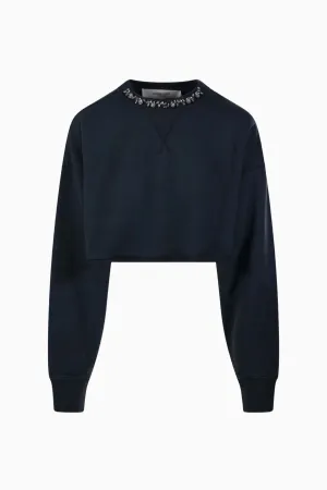 Golden Goose Crystal Detail Cropped Sweatshirt - Washed Black