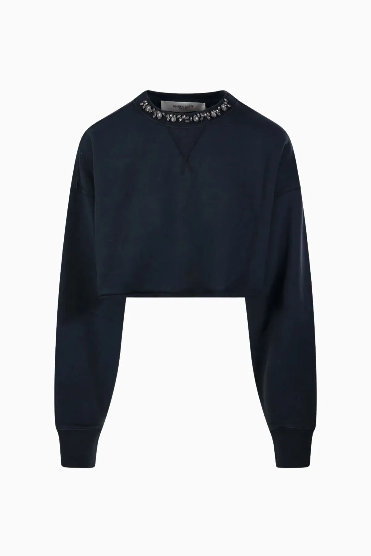 Golden Goose Crystal Detail Cropped Sweatshirt - Washed Black
