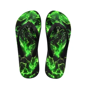 Green Grim Reaper Flip Flops for Women Beach
