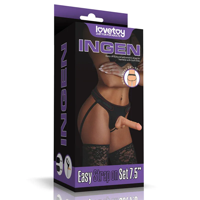 Ingen Easy 19cm Straight Dildo with balls Strap-On Set