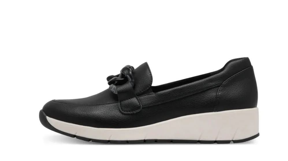 Jana Black & Cream Moccasins 8-24669-44