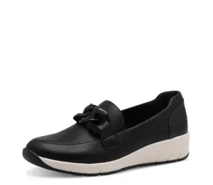 Jana Black & Cream Moccasins 8-24669-44