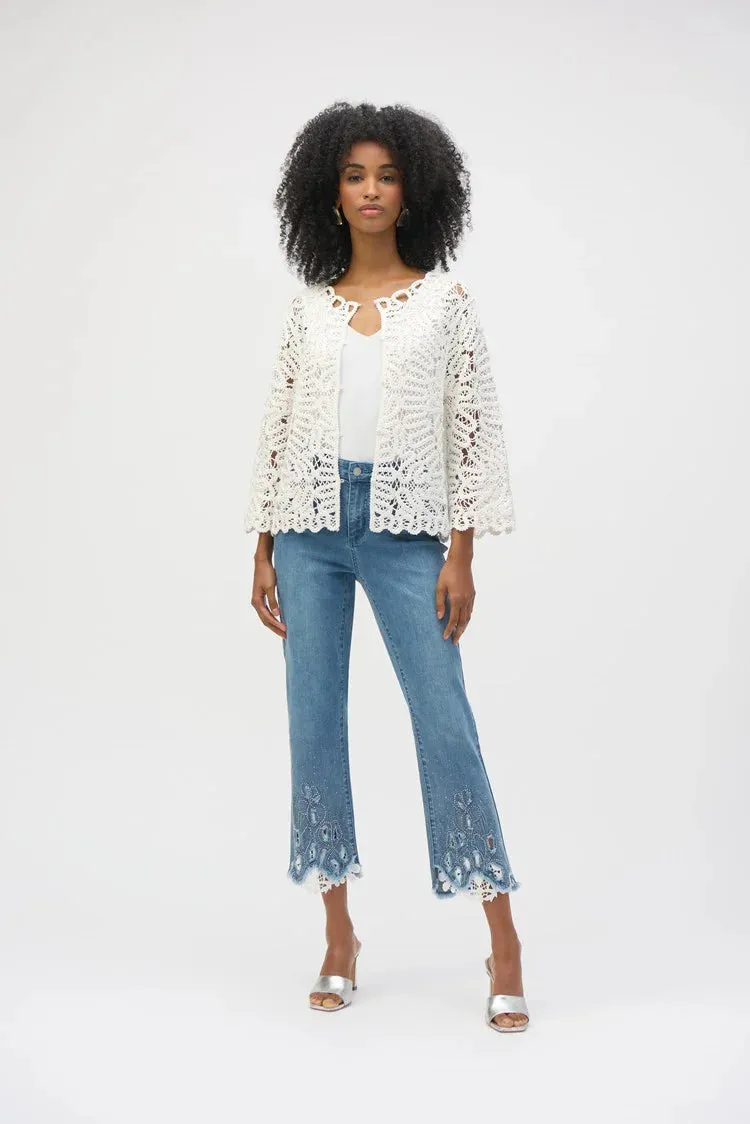 Joseph Ribkoff Jean - Lace   Pearl Crop - Blue