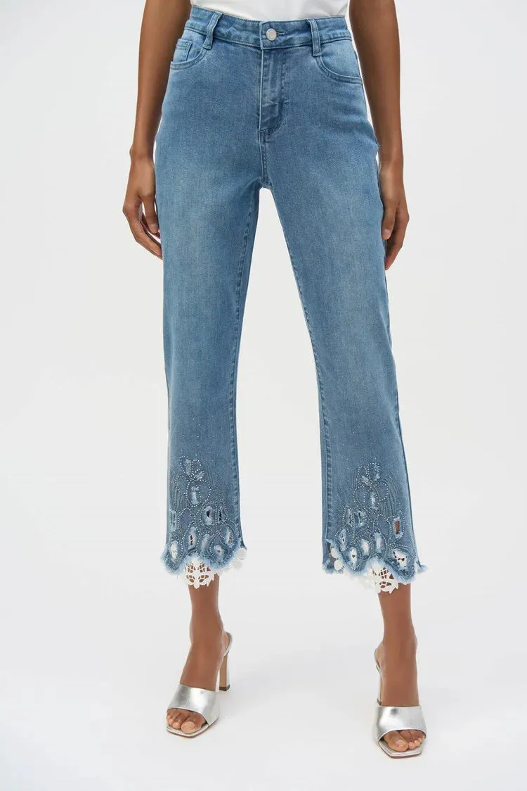 Joseph Ribkoff Jean - Lace   Pearl Crop - Blue