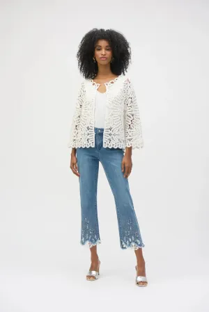 Joseph Ribkoff Jean - Lace   Pearl Crop - Blue