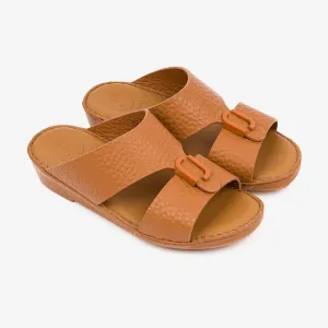 KIDS TIMELESS UNLINED HAMMERED DAVINCI ARABIC SANDALS CUOIO