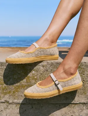 Loom Hand-Crocheted Mary Jane Flats Natural Saffron - Preorder - Ships 21 March 25