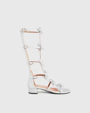 Mariasole Bow Embellished Strap Sandals In White