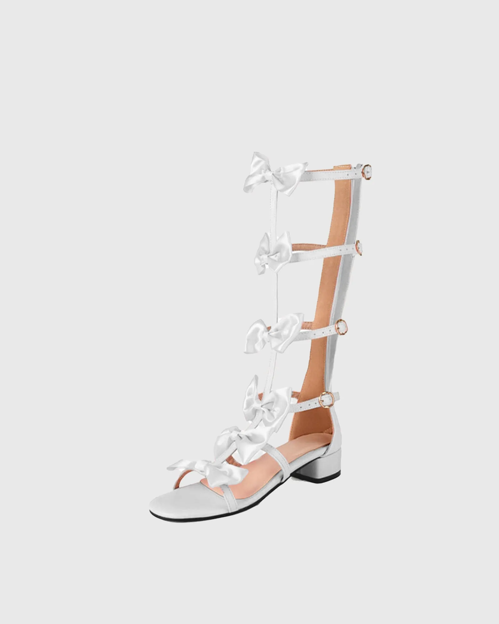 Mariasole Bow Embellished Strap Sandals In White
