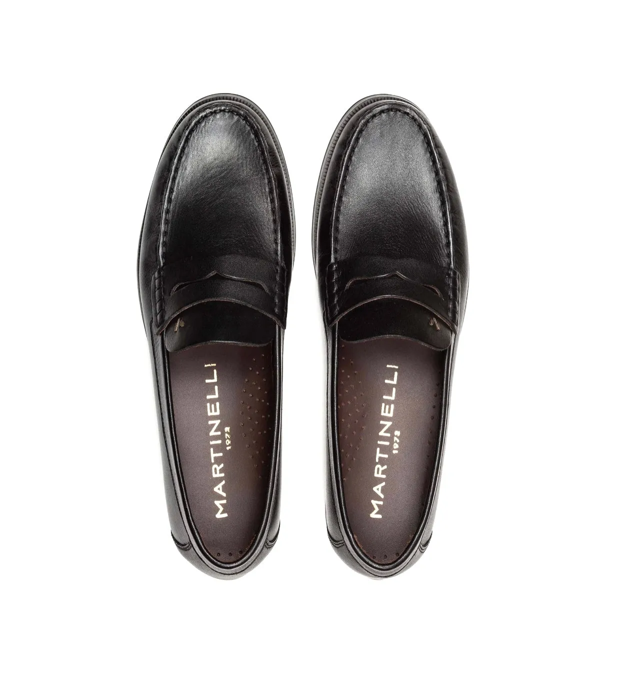 Martinelli Forthill 1623-2760E Black Leather Loafers Slip On Shoes Made In Spain